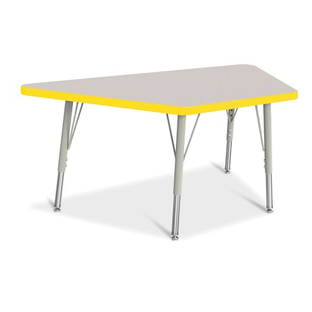 Jonti-Craft Berries Trapezoid Activity Tables, 24 in. x 48 in., E-height, Freckled Gray/Yellow/Gray 6438JCE007